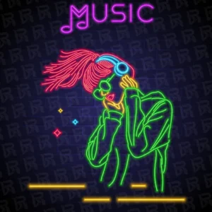 تابلو نئون آماده طرح موسیقی - کد Music001