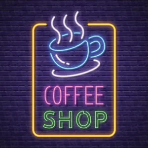 تابلو نئون آماده طرح فنجان قهوه - کد Coffee004