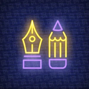 تابلو نئون آماده طرح مداد و خودنویس - کد Art009