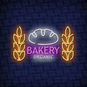تابلو نئون آماده طرح نان و گندم - کد Bakery003