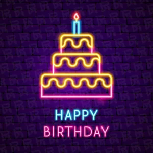 تابلو نئون آماده طرح کیک تولد - کد Bakery007