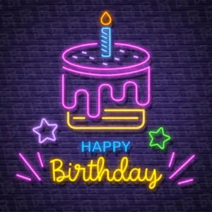 تابلو نئون آماده طرح کیک تولد - کد Bakery008