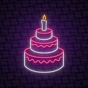 تابلو نئون آماده طرح کیک تولد - کد Bakery009