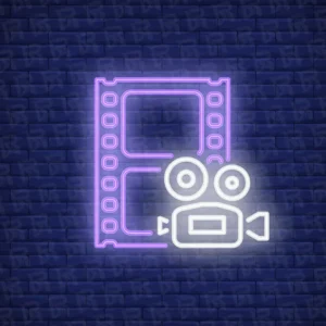 تابلو نئون آماده طرح فیلم - کد Photography001