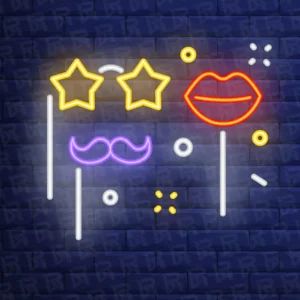 تابلو نئون آماده طرح نقاب - کد Ceremony015