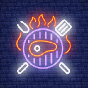 تابلو نئون آماده طرح استیک گریل - کد Dairy002