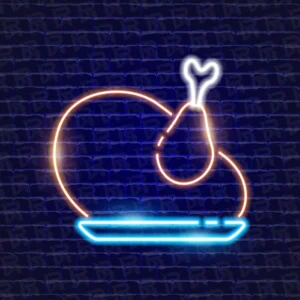 تابلو نئون آماده طرح مرغ بریان - کد Dairy003