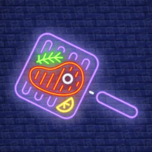 تابلو نئون آماده طرح استیک گریل - کد Dairy004