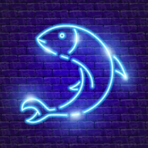 تابلو نئون آماده طرح ماهی - کد Dairy008