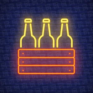 تابلو نئون آماده طرح جعبه بطری - کد Dairy017