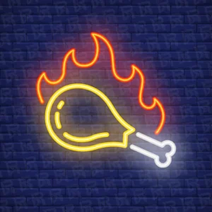 تابلو نئون آماده طرح ران مرغ - کد Dairy018