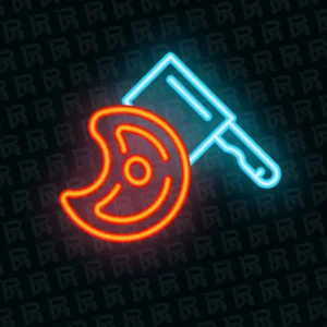 تابلو نئون آماده طرح ساطور و گوشت - کد Dairy038