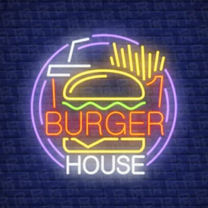 تابلو نئون آماده طرح برگر - کد Food002