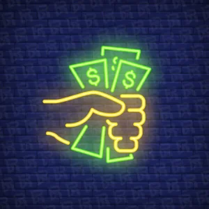 تابلو نئون آماده طرح یک مشت اسکناس - کد Gold006