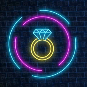 تابلو نئون آماده طرح انگشتر الماس - کد Gold008