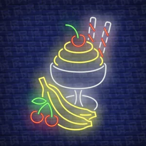 تابلو نئون آماده طرح بستنی و میوه - کد Juice004