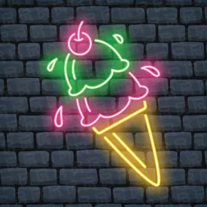 تابلو نئون آماده طرح بستنی قیفی - کد Juice008