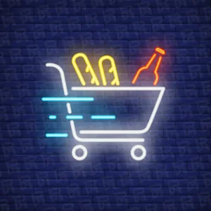 تابلو نئون آماده طرح سبد خرید - کد Market003