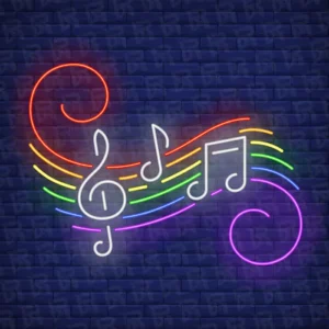 تابلو نئون آماده طرح نت موسیقی - کد Music005