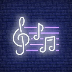 تابلو نئون آماده طرح نت موسیقی - کد Music007