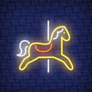 تابلو نئون آماده طرح اسب شهر بازی - کد PlayHouse004