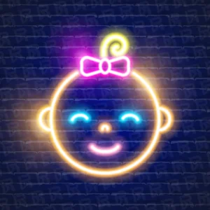 تابلو نئون تخته صورت دختر بچه - کد School002