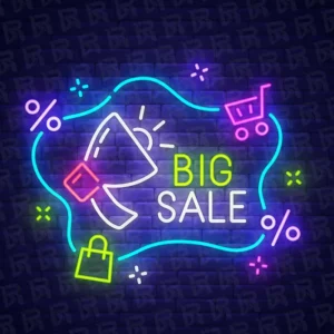 تابلو نئون طرح حراج و تخفیف - کد Shop004