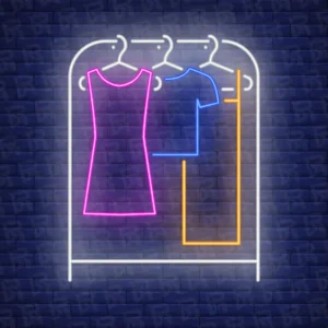 تابلو نئون طرح آویز لباس - کد Shop008