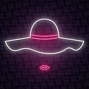 تابلو نئون طرح کلاه زنانه - کد Shop015