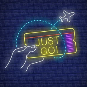 تابلو نئون آماده طرح بلیط - کد Travel005