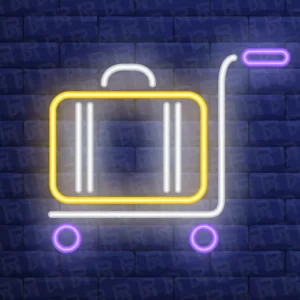 تابلو نئون آماده طرح چمدان - کد Travel008